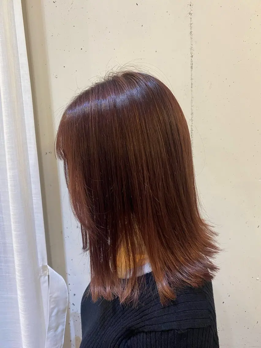 ミディアム オレンジブラウン . SHIZUKAのヘアスタイル