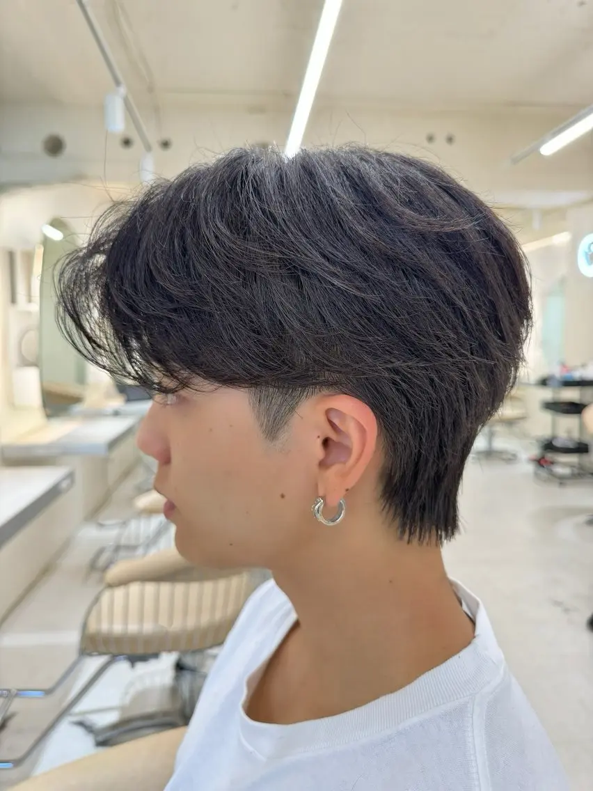 ショート パーマ メンズ センターパート メンズパーマ ニュアンスパーマ 横浜/レイヤー/ カネコのヘアスタイル