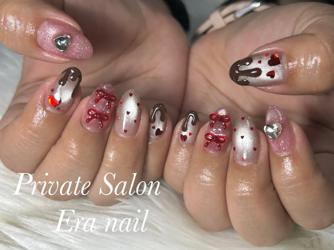 ネイル バレンタイン ハンドネイル Era nailのネイルデザイン