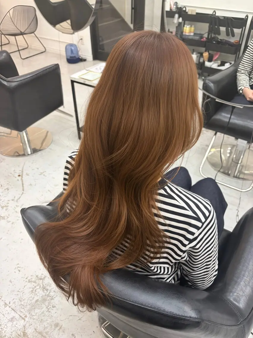 カラー ベージュカラー ブリーチ ブリーチなしカラー オレンジ ヘアカラー トリートメント Maison HALU -かえでのヘアスタイル