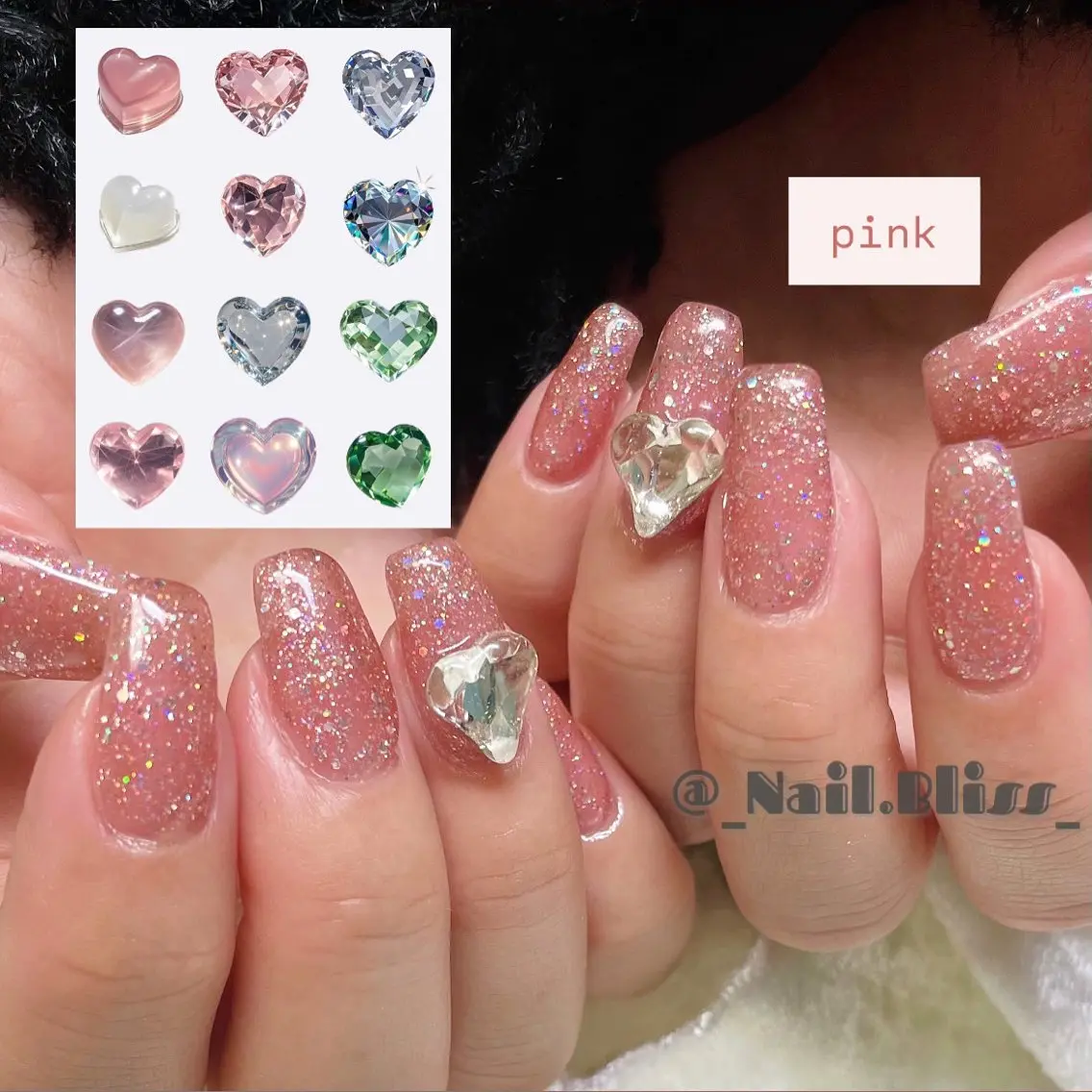 ネイル 氷ネイル・うるうるネイル ラメ(グリッター) ピンク ハンドネイル NAIL BLISSのネイルデザイン