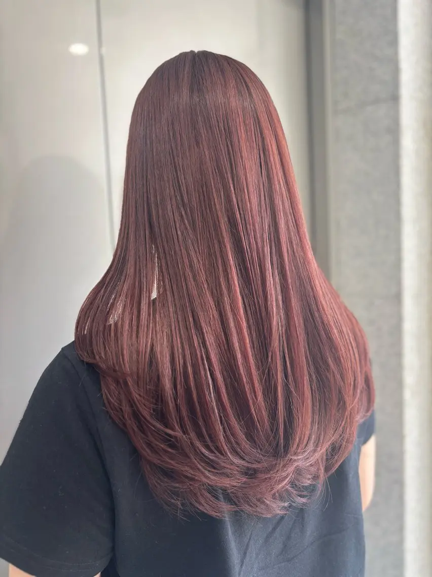 ロング カラー ヘアカラー トリートメント ヘッドスパ ヘアセット 流行りの透明感カラー ×縮毛矯正🤍ユウのヘアスタイル