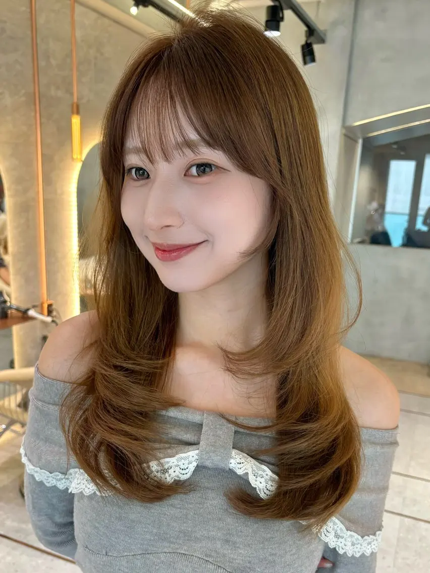 ロング カット ヘアカラー トリートメント 仙台Ｉ韓国レイヤー Ｉ髪質改善Ｉ伊藤拓海のヘアスタイル