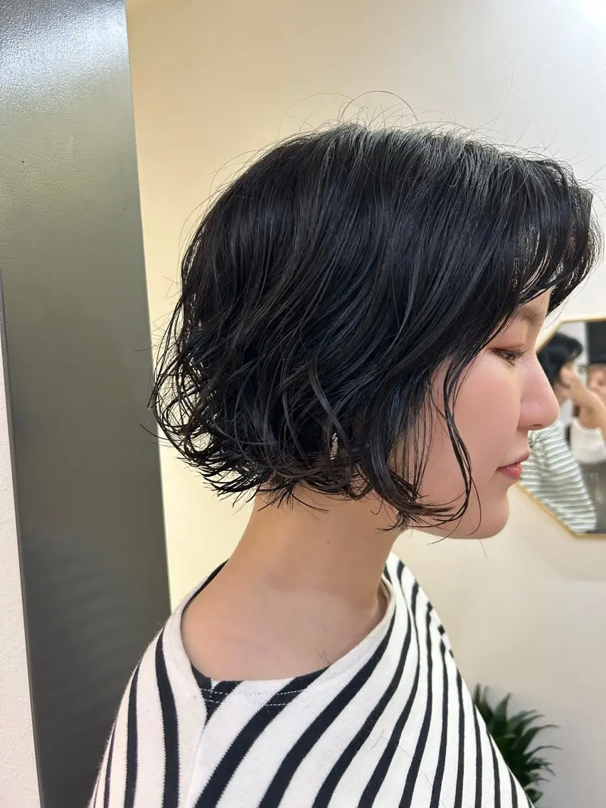 ショート パーマ ボブ カット パーマ hubhair レイヤー/透明感のヘアスタイル