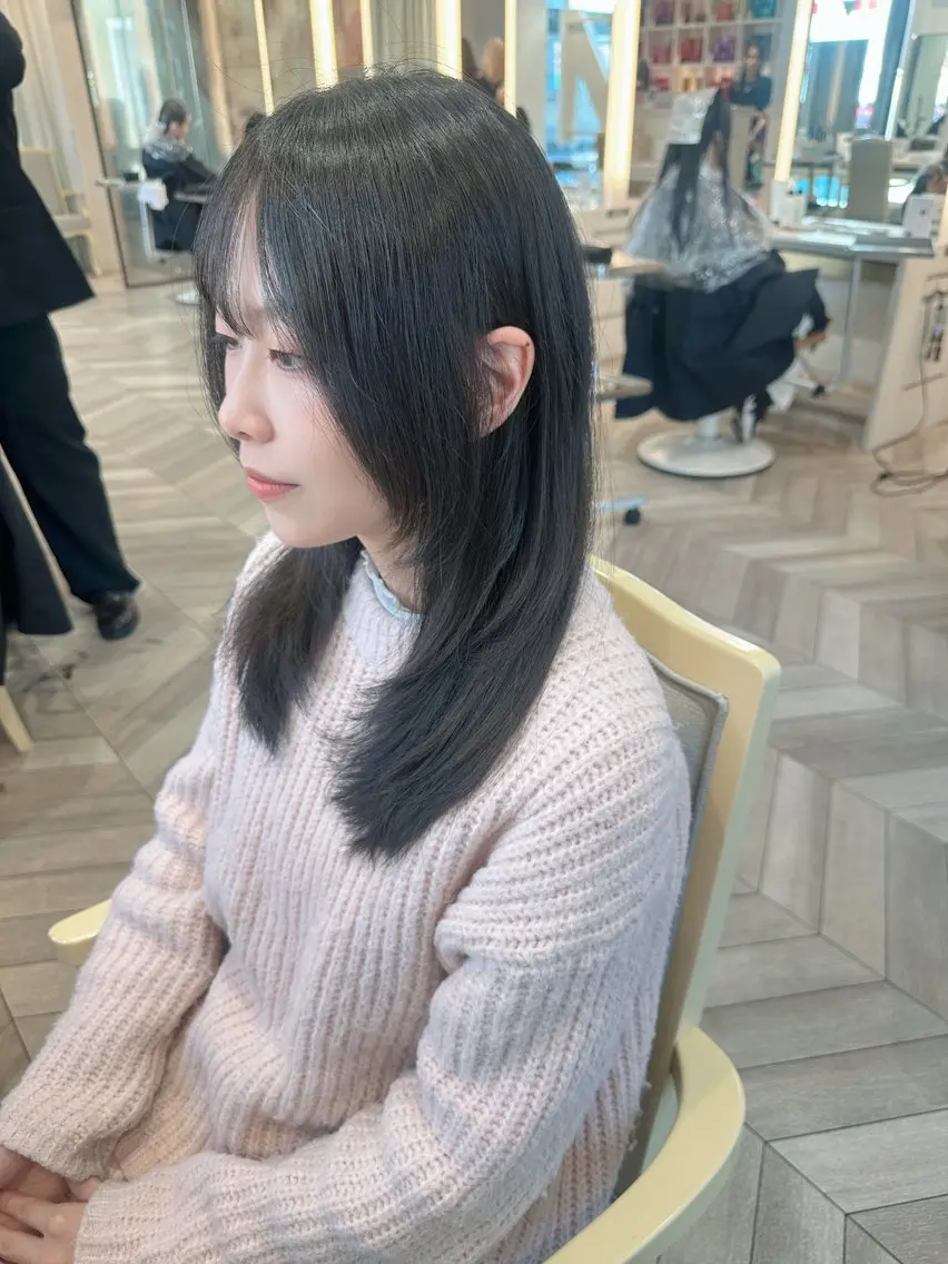セミロング レイヤーカット 小顔カット カット トリートメント 小顔レイヤー/ ベージュ🤍Rieのヘアスタイル