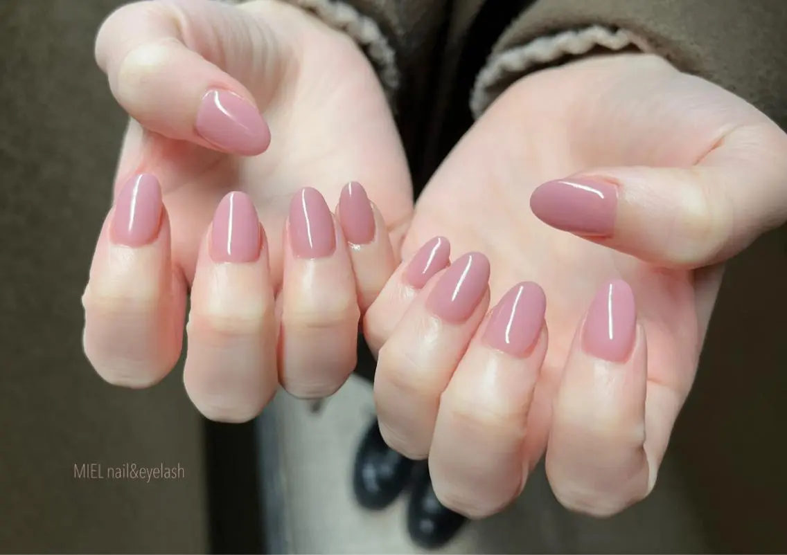 ネイル ワンカラーネイル ピンク ハンドネイル nail salon monailのネイルデザイン