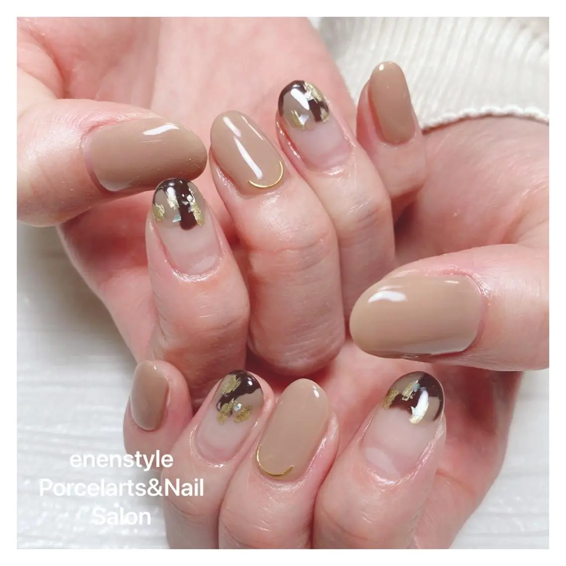 ミディアム ネイル ハンドネイル 🐾enen style 🐾のネイルデザイン