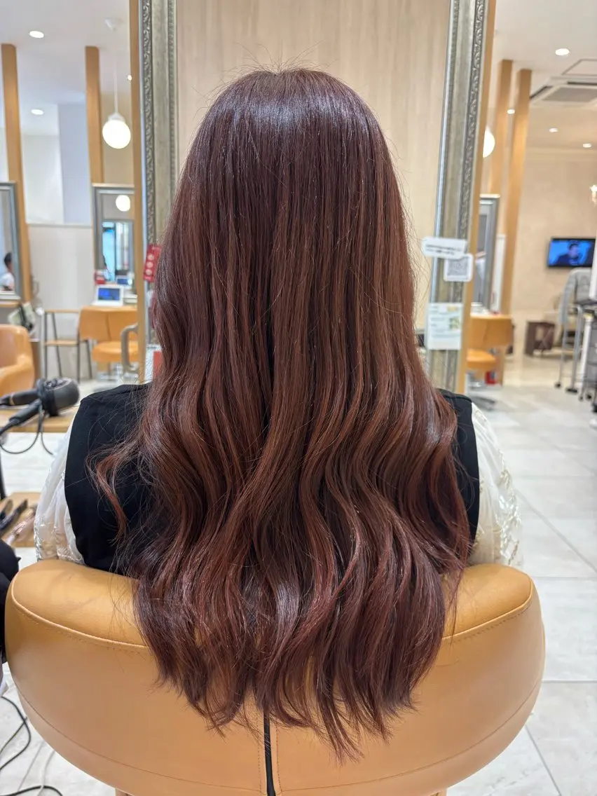 ロング カラー ピンクカラー かわにし ゆきのヘアスタイル