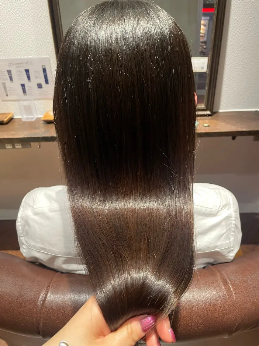 ロング カラー ボブ くびれヘア 髪質改善 韓国風ヘア 縮毛矯正 ◇おの あすか◇のヘアスタイル