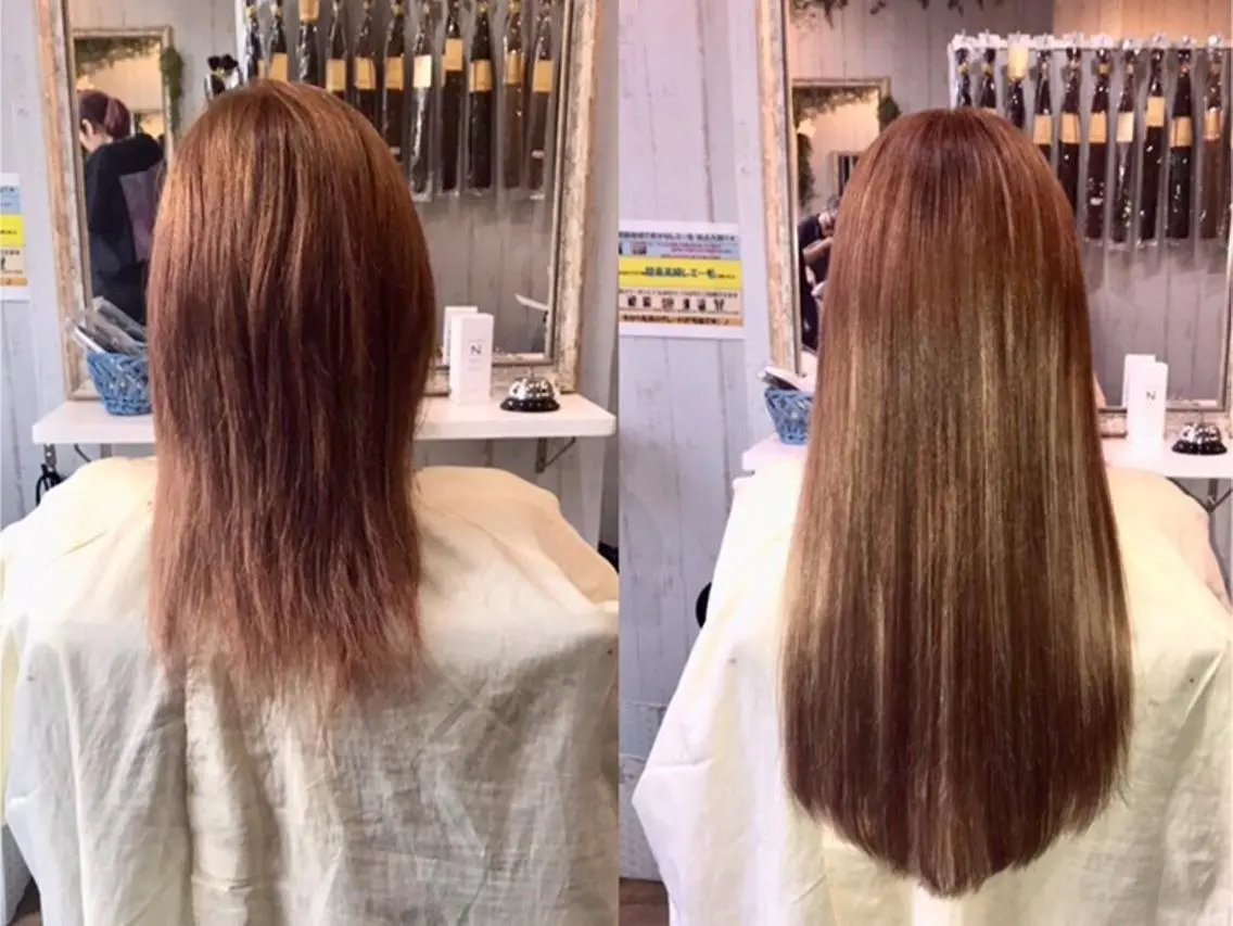カラー ロング ヘアアレンジ 大阪レミーエクステ チビ編み込みのヘアスタイル