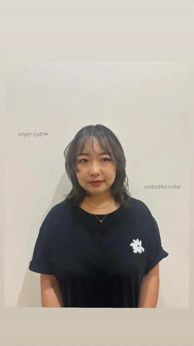 ミディアム ウルフカット 佐藤 優里のヘアスタイル