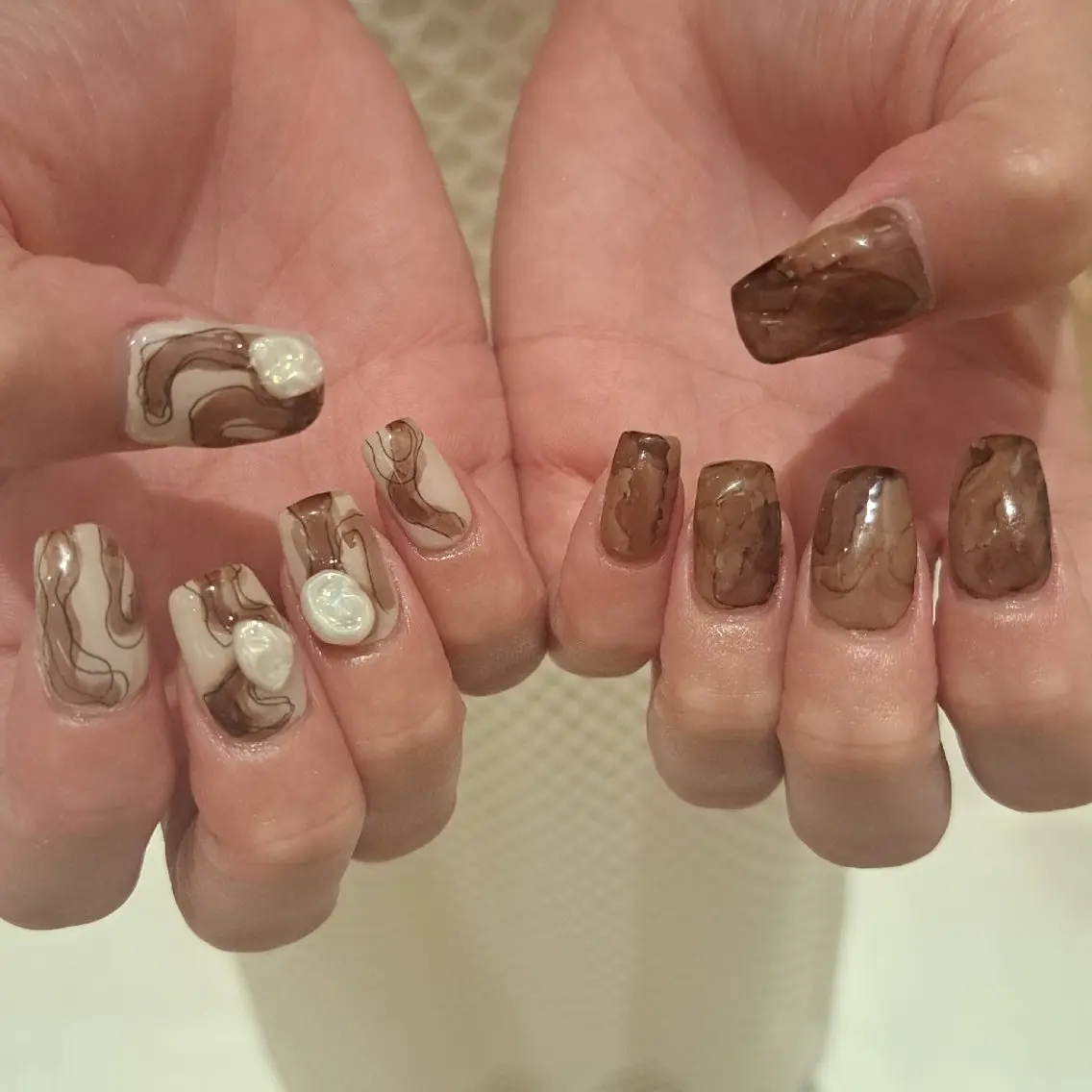 ネイル アートネイル ブラウン ジェルネイル 持ち込み ニュアンスネイル ハンドネイル Nail mood デザイン持ち込みokのネイルデザイン