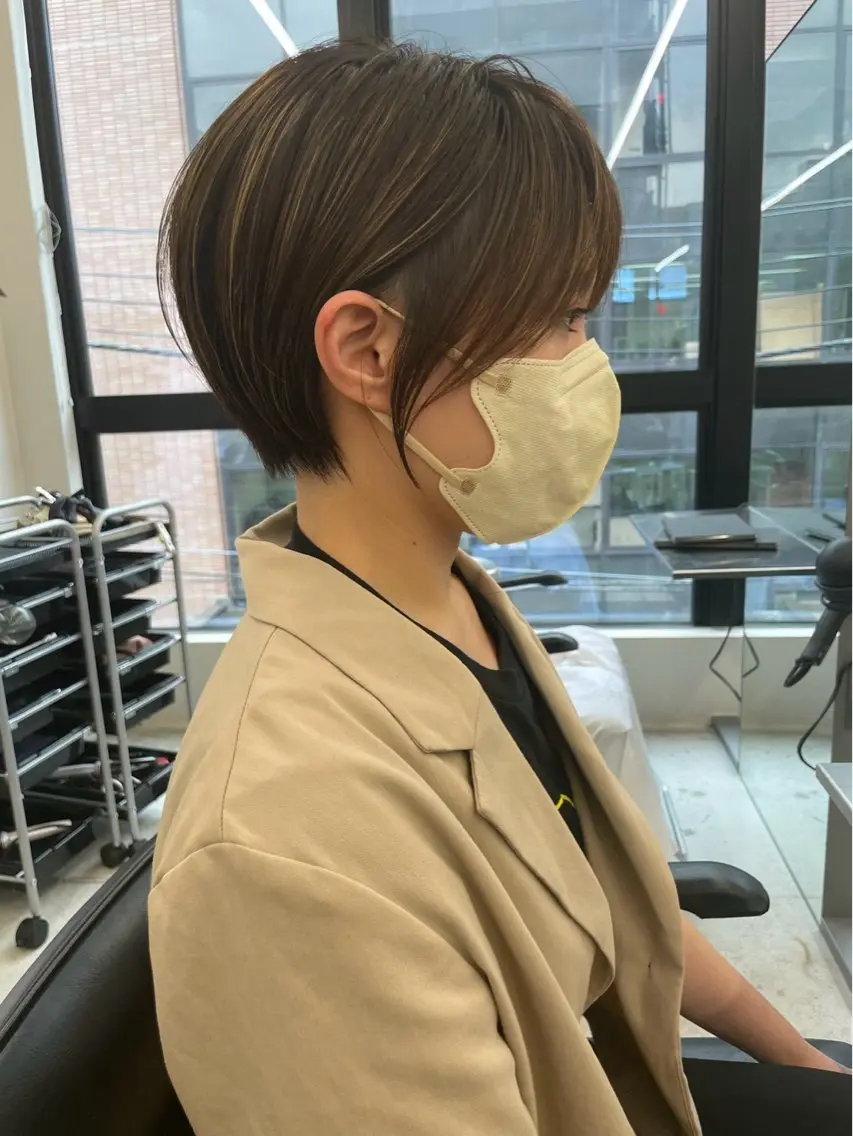 ショート ボブ くびれヘア 顔周りカット ハイライト 韓国風ヘア レイヤーカット🎀× 韓国風🇰🇷正源のヘアスタイル