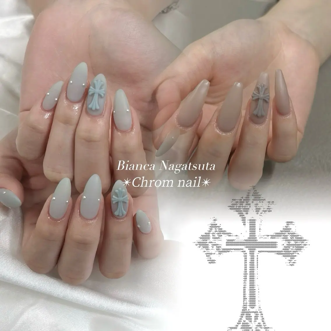 SNS話題❣️ワンカラービッククロムネイル✝️クロム2個〈パラジェル/バイオ/長津田〉※別途オフ代の写真