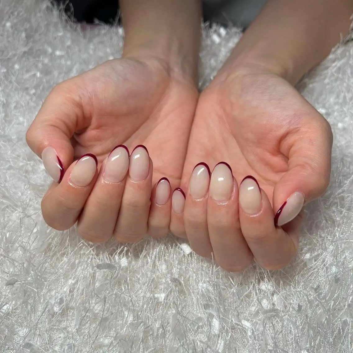 ネイル オーロラネイル 長さ出し フレンチネイル ジェルネイル グラデーション ハンドネイル Nail&eye Belire 新宿のネイルデザイン