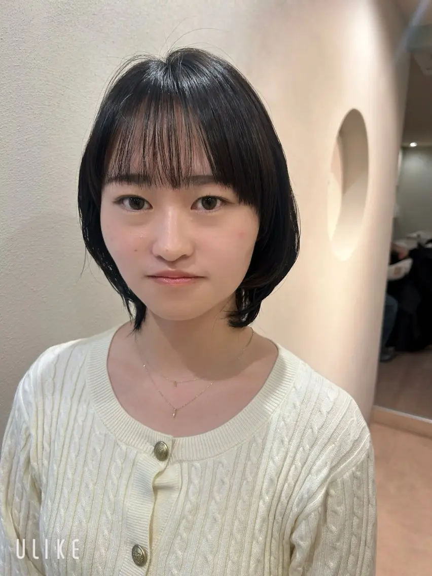 ミディアム カラー ケアカラー 透明感カラー ボブ くびれヘア 韓国風ヘア カット トリートメント 久木原 ゆりのヘアスタイル