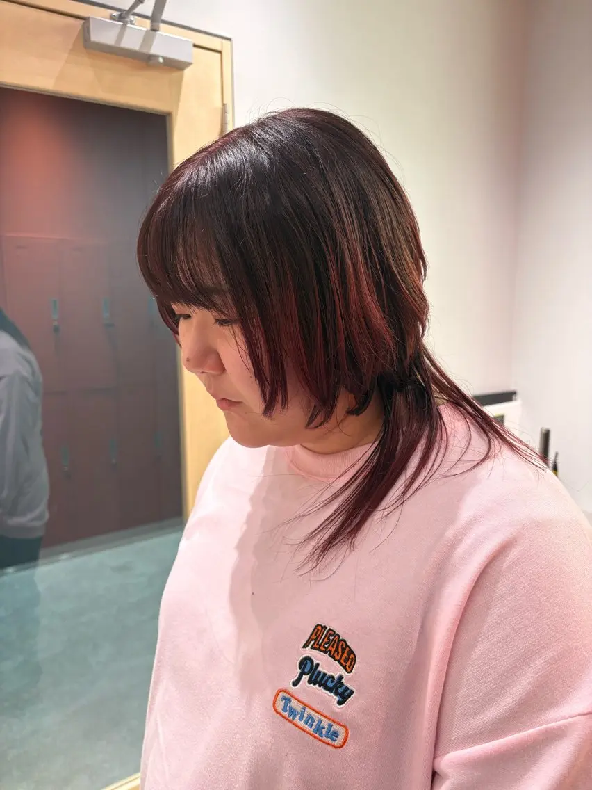 カラー レッドカラー ヘアカラー トリートメント 韓国風シャドウパーマ /特化廣田歩のヘアスタイル