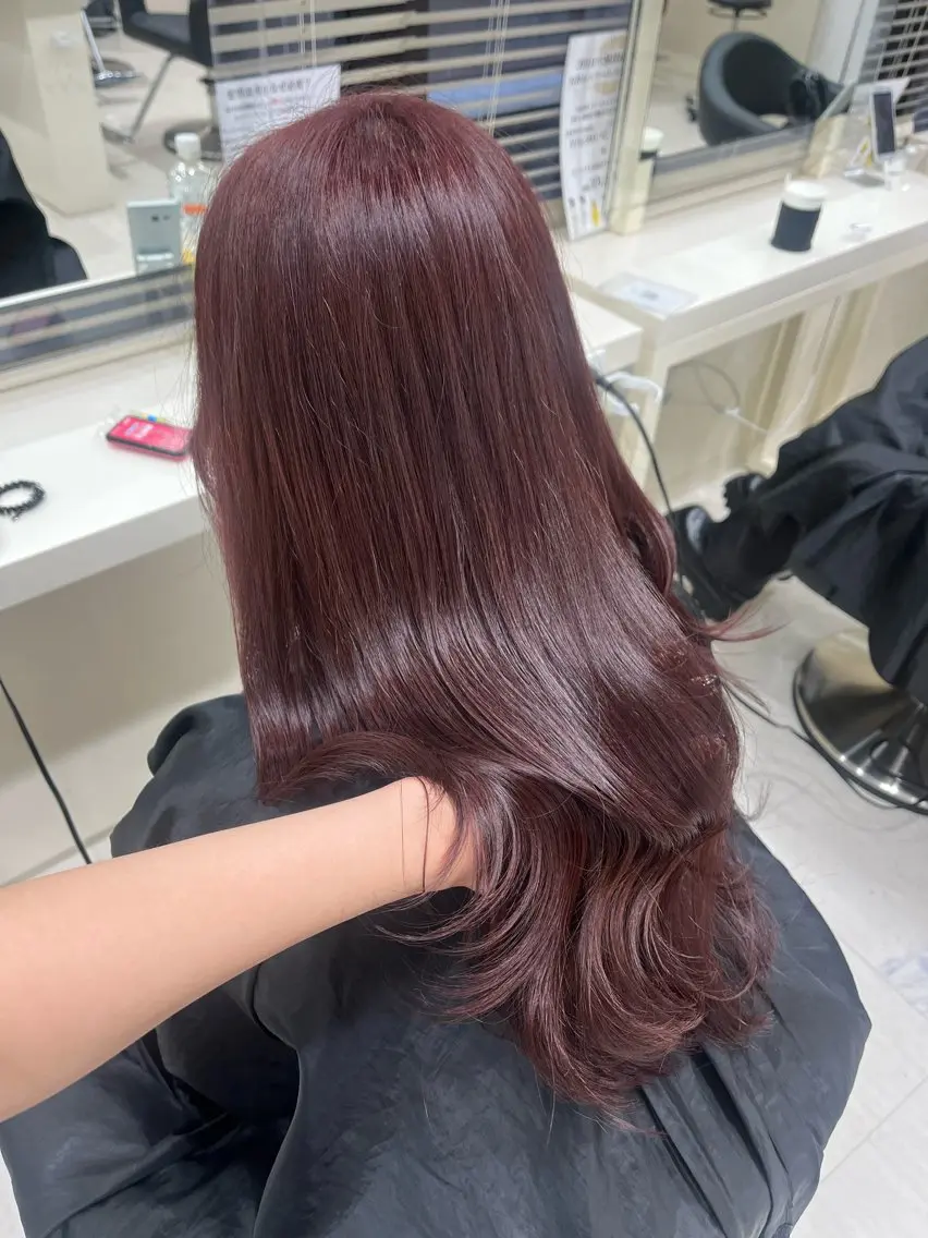 ロング カラー ブリーチ ダブルカラー ブリーチなしカラー レッドカラー 大人上品ベージュ 🎀HARUNAのヘアスタイル