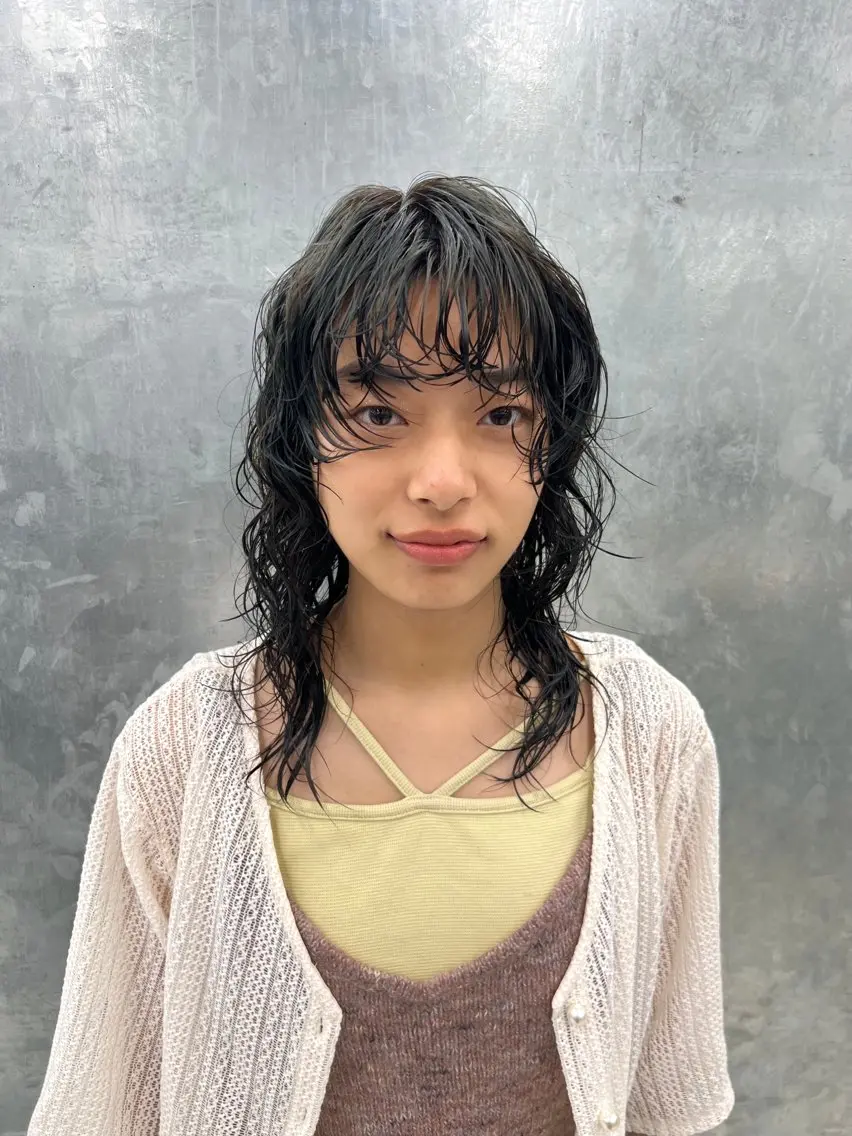 セミロング カラー パーマ セミロングパーマ 髪質改善美容師/塚平 陽叶里のヘアスタイル