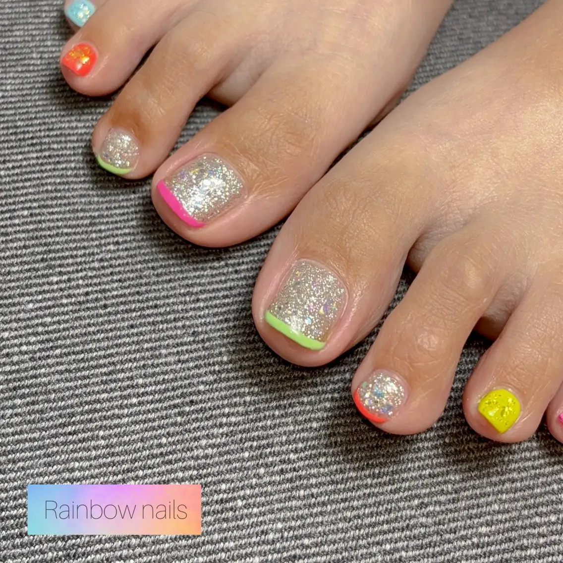 ネイル フットネイル Rainbow nailsくろちゃんのネイルデザイン