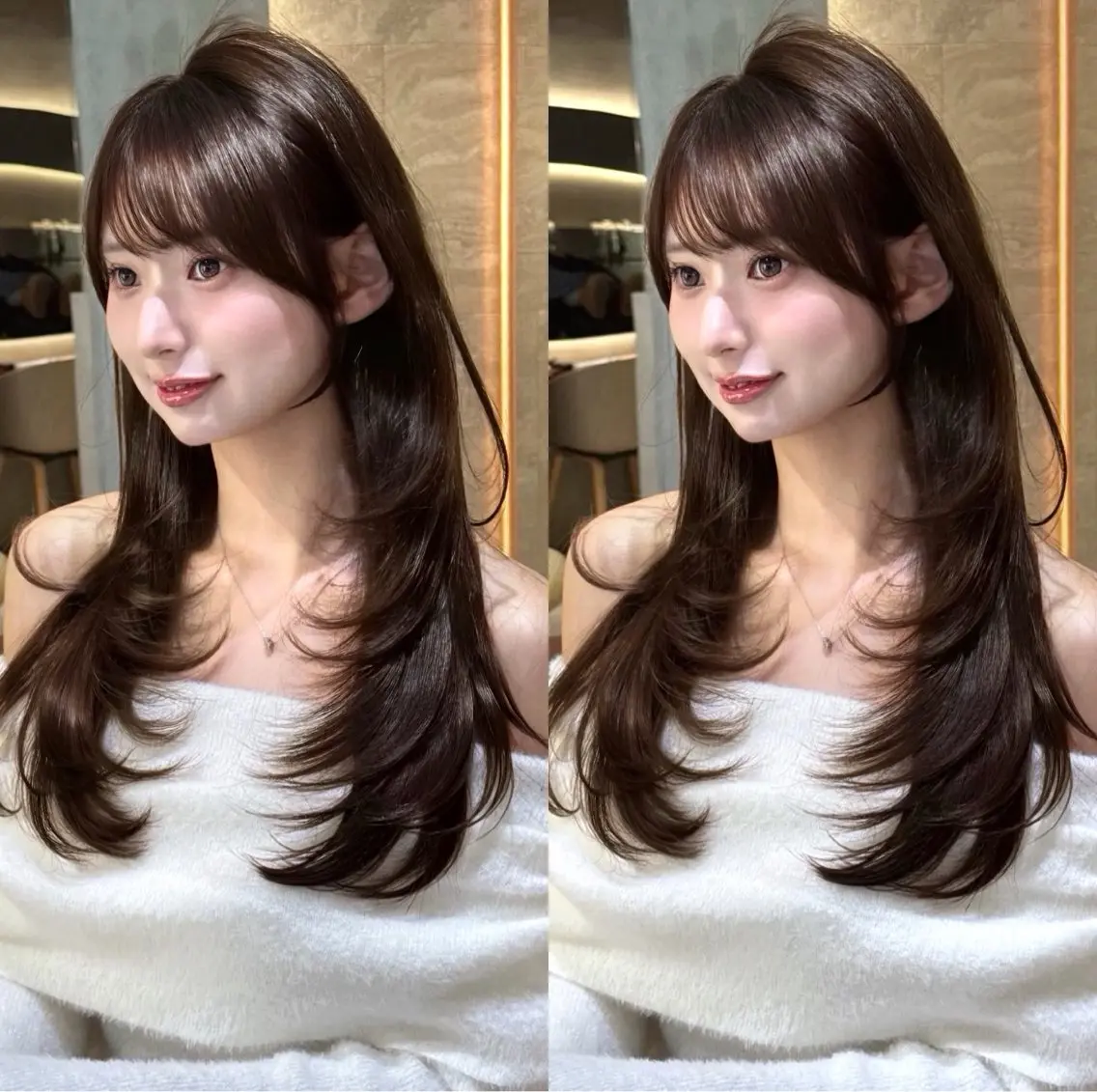 セミロング カット トリートメント 韓国レイヤー🌸 艶髪🫧池袋/礼二郎のヘアスタイル
