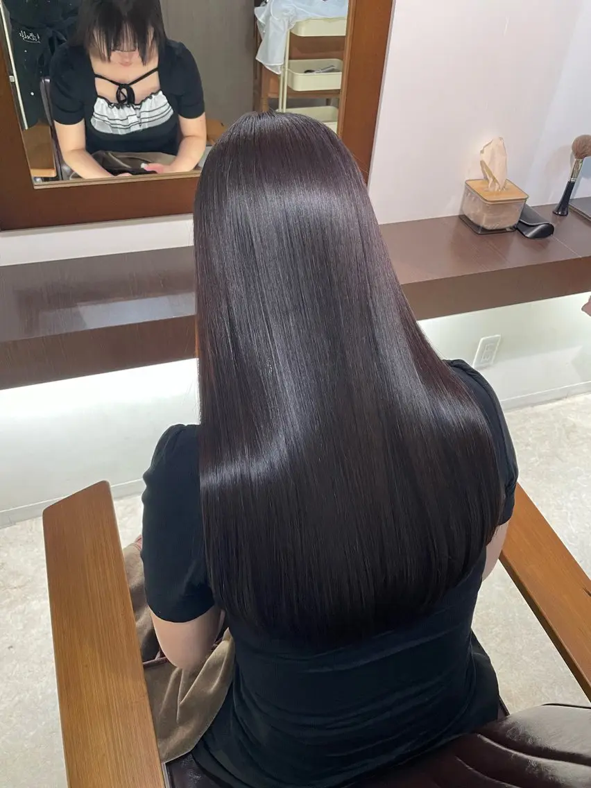 ロング カット ヘアカラー トリートメント 結衣 髪質改善モデル募集中のヘアスタイル