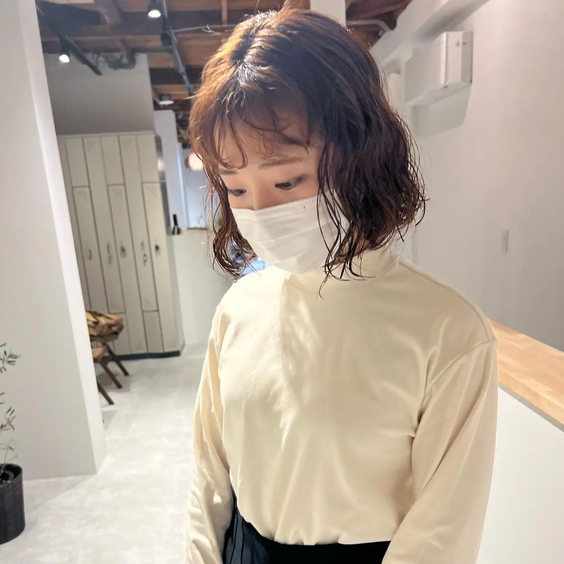 ミディアム パーマ ミディアムパーマ io濱川 遥のヘアスタイル