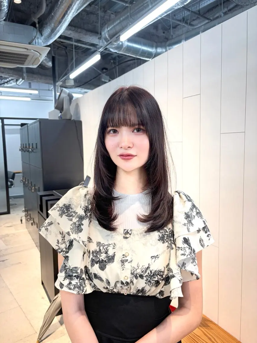 ロング カラー パーマ カット ヘアカラー 縮毛矯正 トリートメント ボブ/縮毛/レイヤー モトナリのヘアスタイル