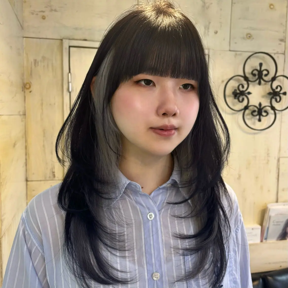 ロング カラー ロングレイヤー ブリーチ ダブルカラー グレージュ ブリーチなしカラー カット レイヤーカット/ダブ ルカラー/フウカ🤍のヘアスタイル