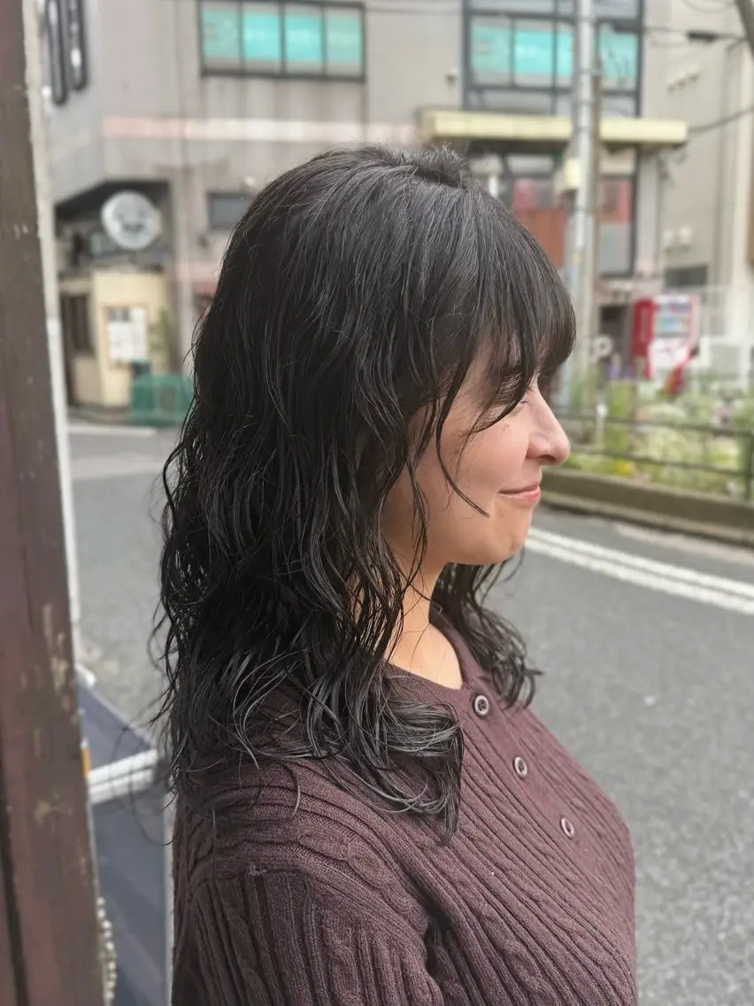 セミロング セミロングパーマ メンズ曲がる 縮毛矯正/駅徒歩4分のヘアスタイル