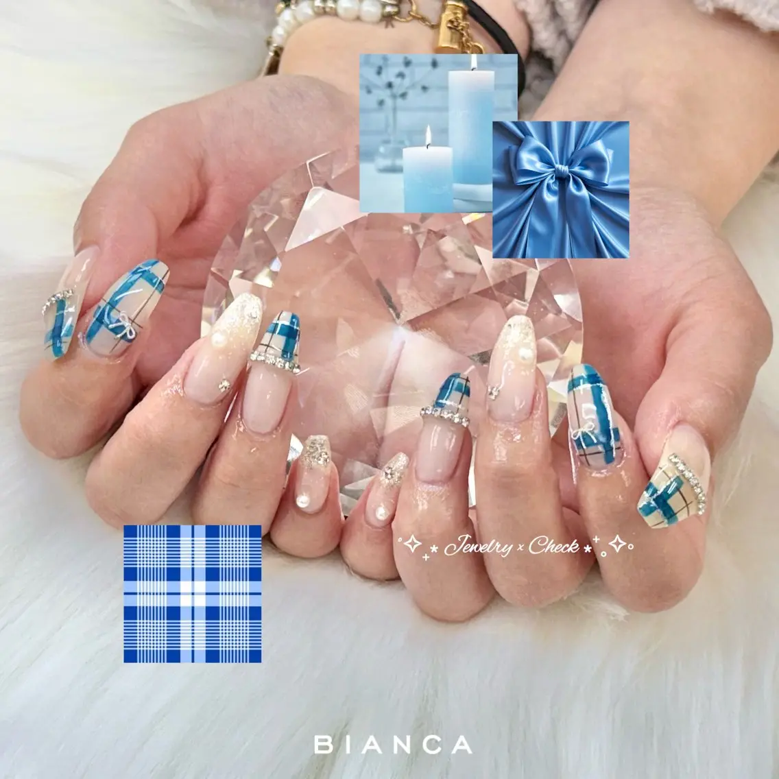 ネイル ブルー ワンホンネイル ハンドネイル Bianca大宮 Nail＊森澤のネイルデザイン