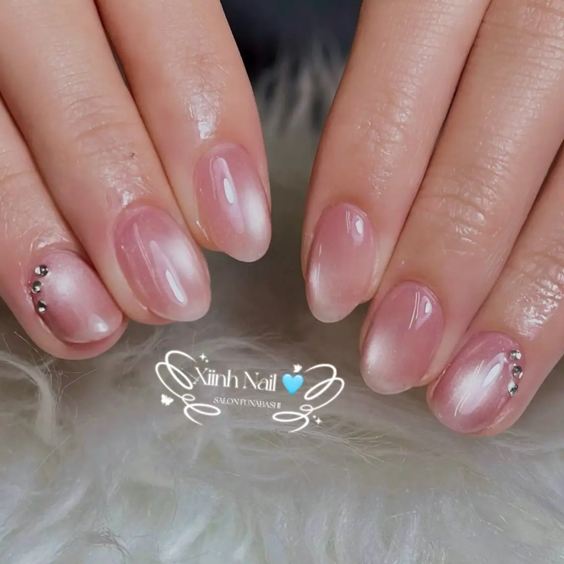 ネイル チークネイル 桜ネイル 長さ出し フットネイル ジェルネイル ハンドネイル XIINH NAIL SALONのネイルデザイン
