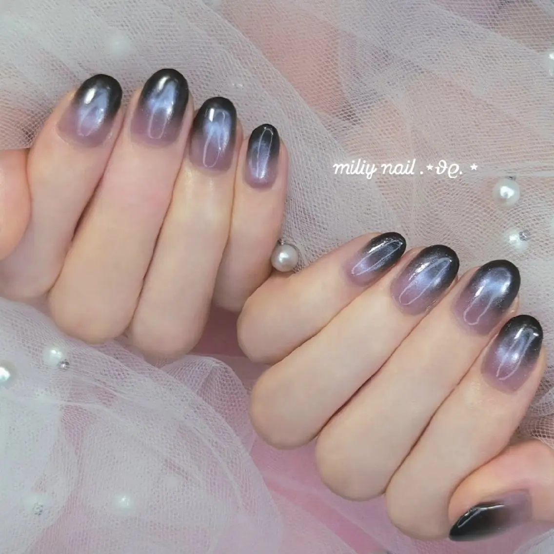 ネイル ブルー グリーン 韓国ネイル マグネットネイル オフィスネイル ハンドネイル miliy nail 🎀上尾のネイルデザイン