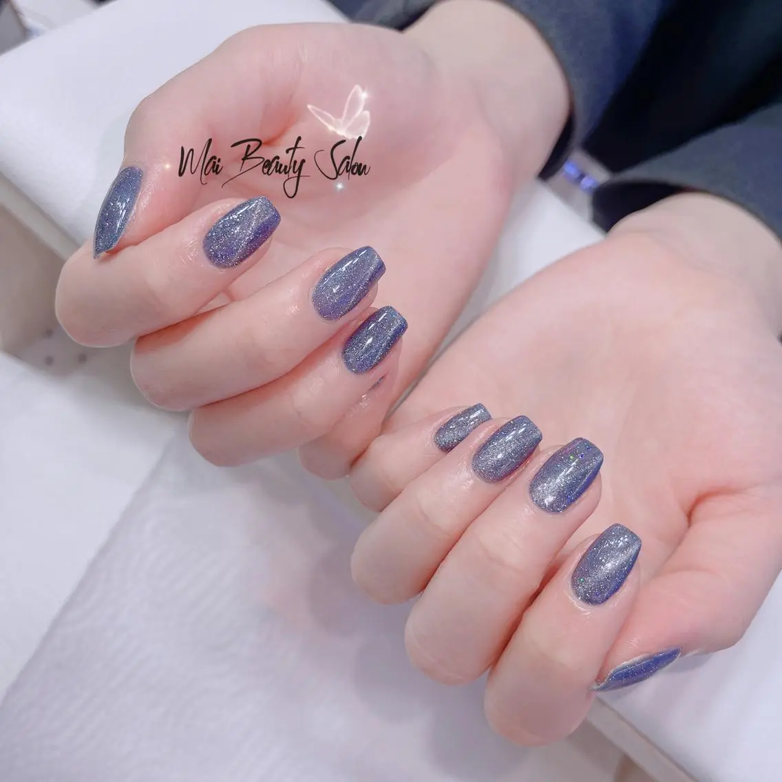 ネイル オーロラネイル 長さ出し フラッシュネイル フレンチネイル ジェルネイル MaiBeauty Niのネイルデザイン