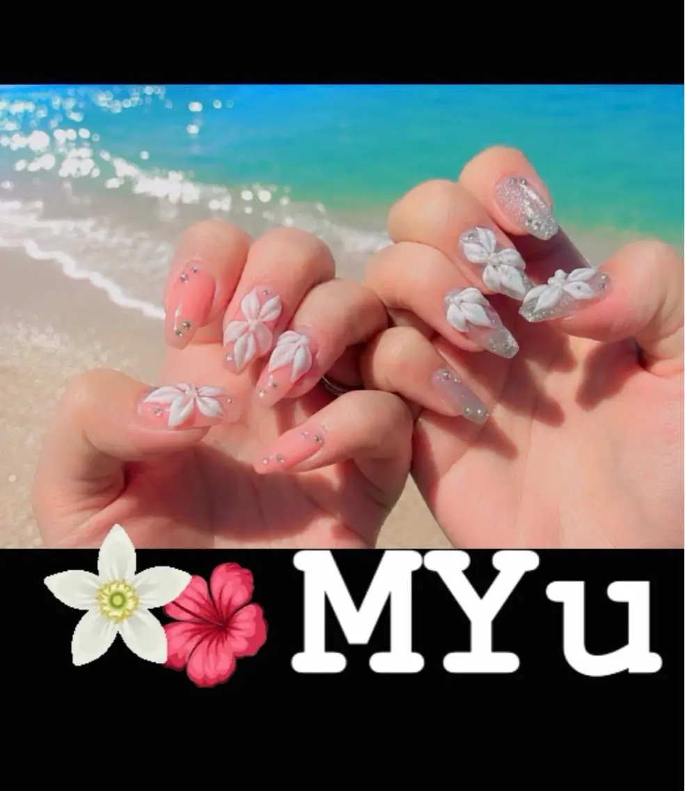 夏キャン🌞🌴🌺✨3Dアート12000円(オフ込み、デコネイル、チップオフは➕1000円)の写真