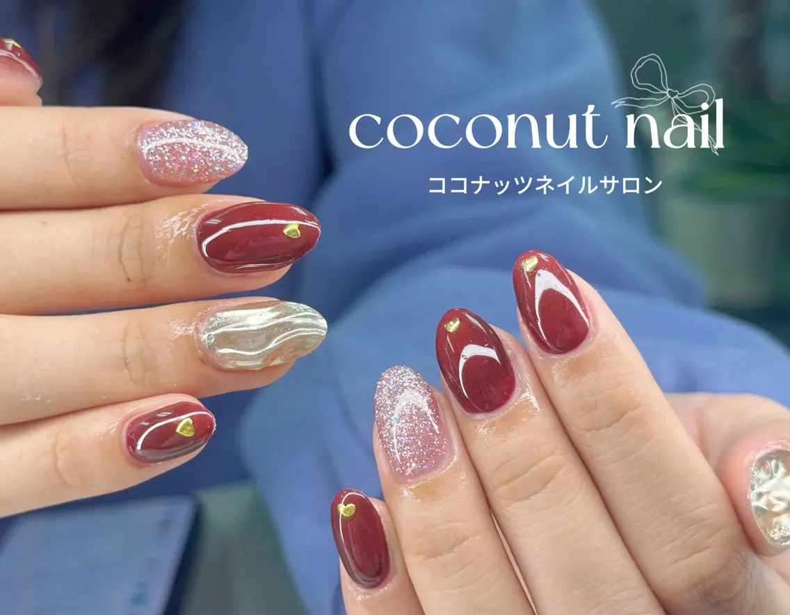 ネイル べっ甲ネイル フレンチネイル キラキラネイル マグネットネイル 大理石ネイル(マーブル) ハンドネイル 神田 ココナッツのネイルデザイン