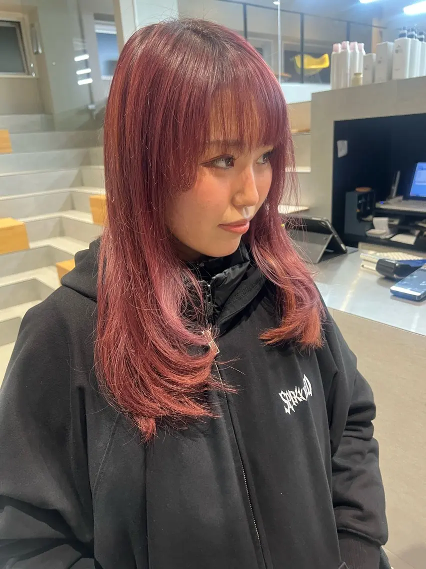 セミロング カラー ラベンダーカラー ピンクカラー ピンクラベンダー レイヤーカット カット ヘアカラー トリートメント 吉沢遣人/レイヤー 艶カラー/抜け感のヘアスタイル
