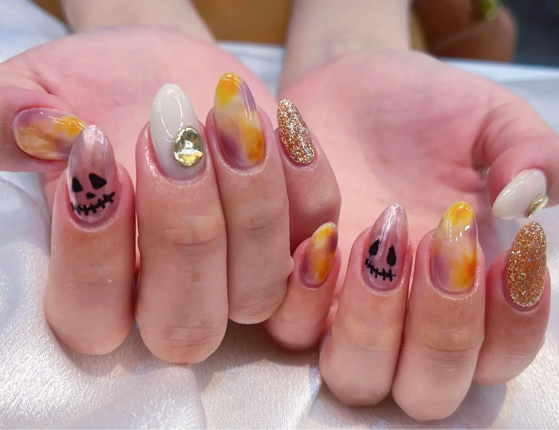 ネイル ハロウィン ハンドネイル ハンドケア ラッキーネイルサロン 西川口東口店のネイルデザイン