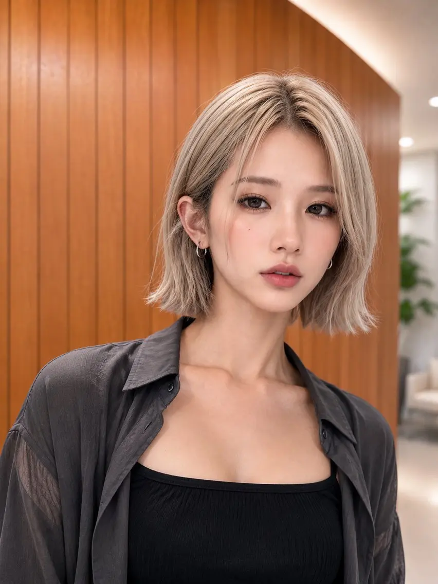 ミディアム カラー 切りっぱなしボブ ショートボブ ボブレイヤー 透明感カラー ボブ カット ヘアカラー トリートメント 【渋谷】ボブ・ レイヤーボブ特化✂︎のヘアスタイル