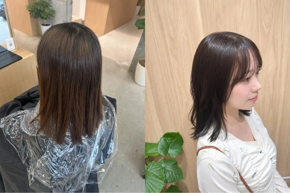 ミディアム カラー 透明感カラー グレージュ ヘアカラー トリートメント 古賀 袈愁のヘアスタイル