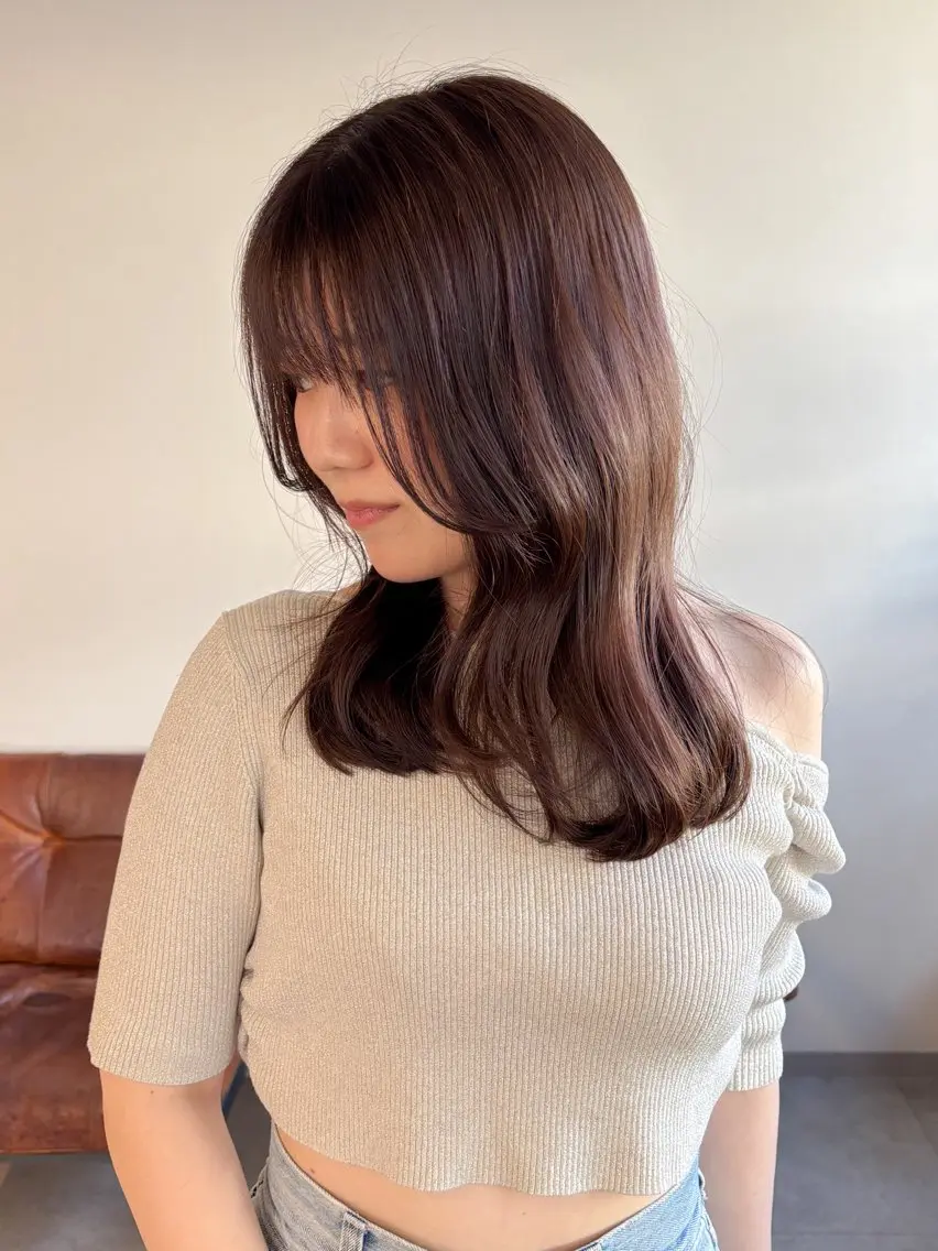 セミロング 顔周りカット レイヤーカット カット ヘアカラー 🌼透明感カラー/1 日1組限定/有沙🌼のヘアスタイル