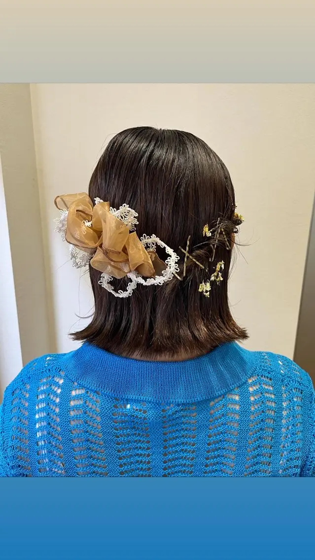 ミディアム ヘアアレンジ ボブ ヘアセット サソウ ユリエ🥥のヘアスタイル
