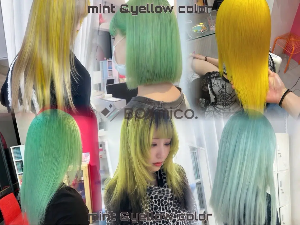 ロング カラー ブリーチ ケアブリーチ デザインカラー ミント イエローカラー カット ヘアカラー BOXmico. 宇都宮弘樹のヘアスタイル