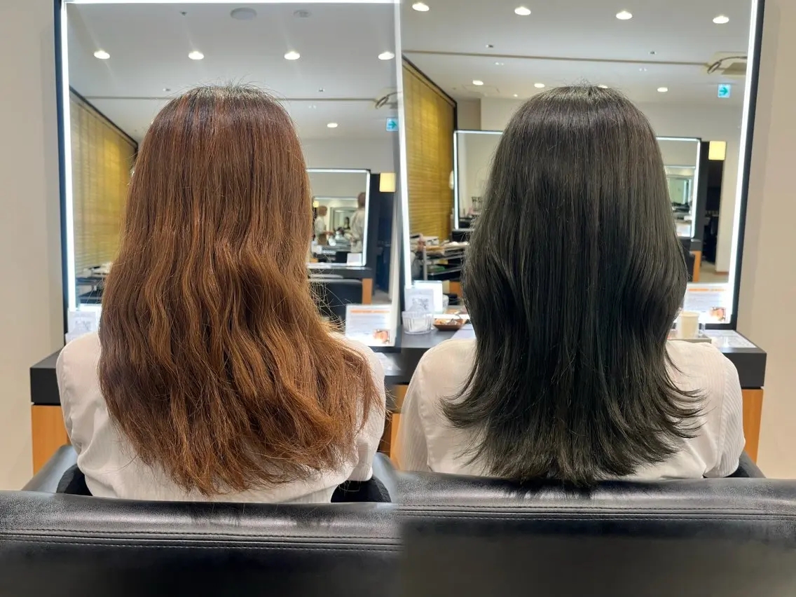 セミロング カット ヘアカラー トリートメント 顔周りレイヤー 髪質改善 / AYUのヘアスタイル