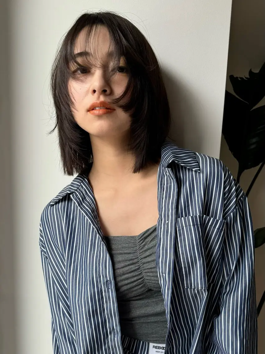 ミディアム 顔周りカット レイヤーカット レイヤー/大人ボブ 渡邉【日吉美容室】のヘアスタイル