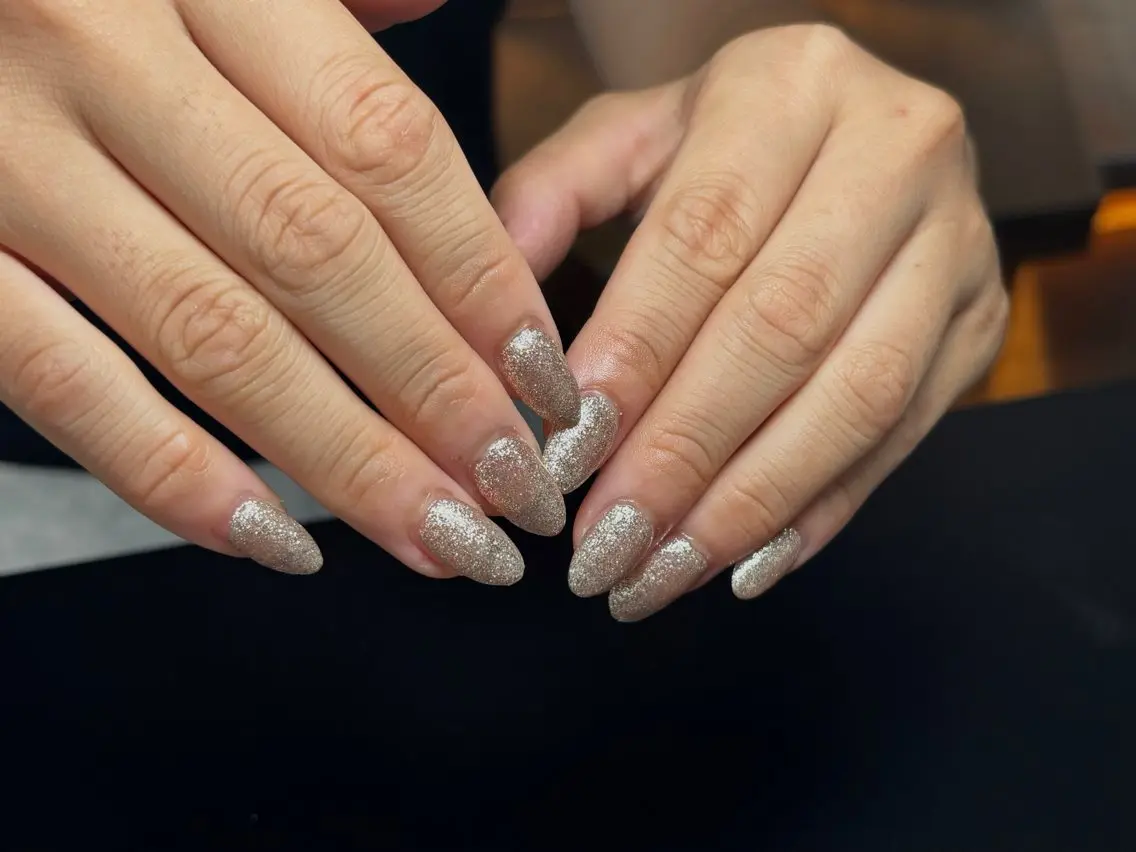 ネイル キラキラネイル ラメ(グリッター) ロングネイル シルバー ハンドネイル D.d nail Rina🌺🖤のネイルデザイン