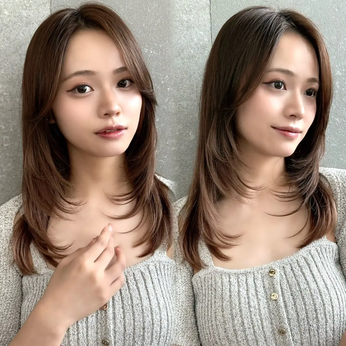 セミロング カラー カット ヘアカラー トリートメント Lond Loire 門前仲町駅 徒歩3分のヘアスタイル