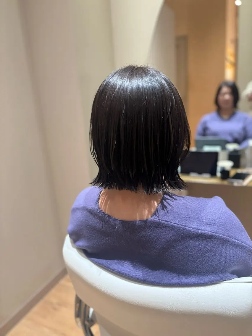 ミディアム ボブ くびれヘア 中島愛佳🐥⸒⸒ 縮毛矯正/艶髪カラーのヘアスタイル