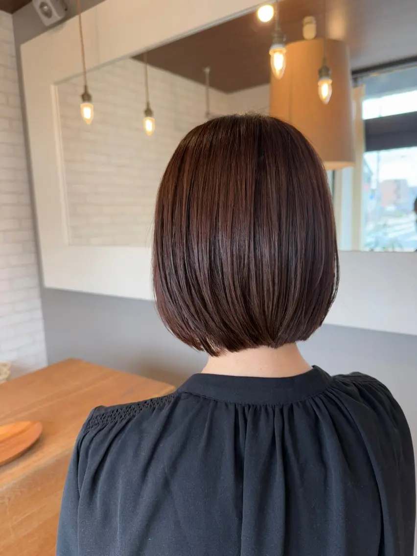 ミディアム ボブ 縮毛矯正 髪質改善 菊池紳吾のヘアスタイル