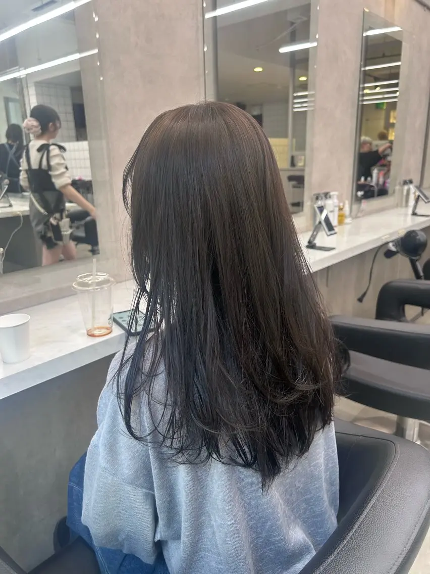 ロング カラー パーマ ヘアアレンジ メンズ キッズ ブリーチなしカラー/ ブラウン/レイヤーのヘアスタイル